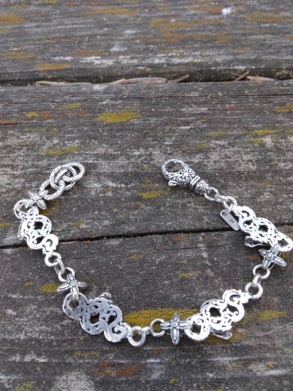 Artisan of Bali Sterling Silver Dragon Link Bracelet 7.5 Inches Adjustable - Picture 4 of 13